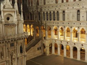 courtyard at night