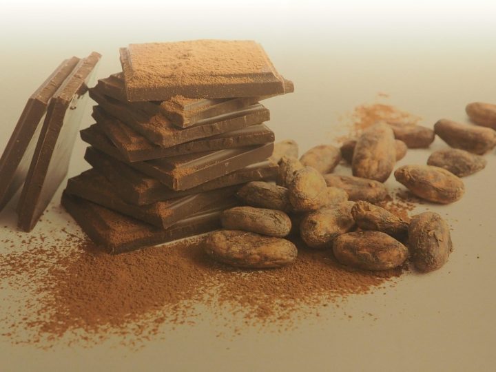 cacao beans and chocolate bars